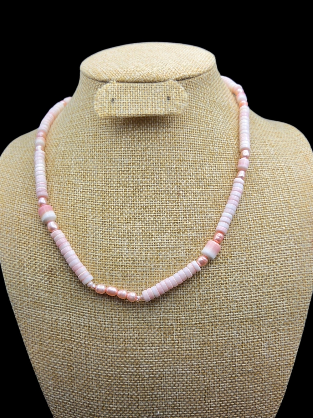 Handcrafted Pink Conch And Pearl Beaded Necklace